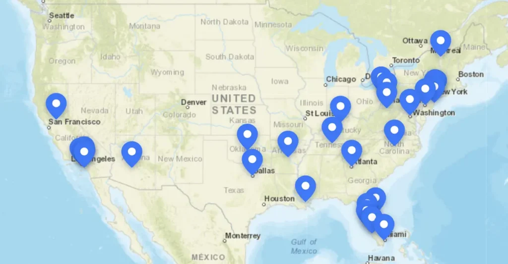 Map of TAMP treatment locations across the U.S. – find a physician